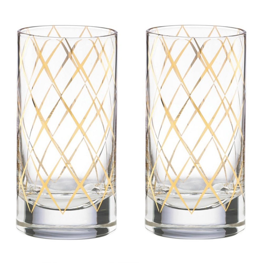Kate Spade Lenox Gold Trellis Highball Glasses